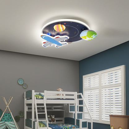 Cartoon Creative Aircraft Space LED Kids Flush Mount Ceiling Light
