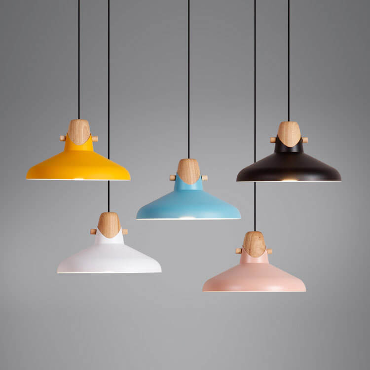 Nordic Minimalist Macaron Solid Color Ironwood 1-Light Pendant Light