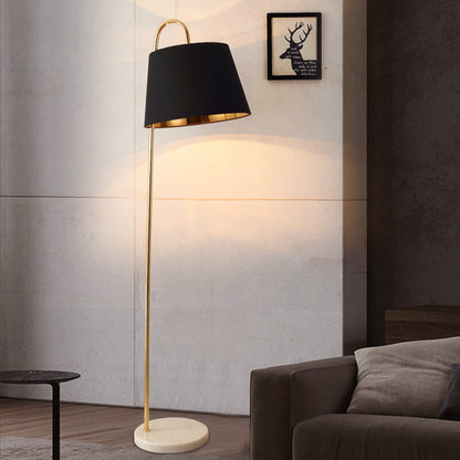 Nordic Modern Solid Color Fabric Shade Marble 1-Light Standing Floor Lamp