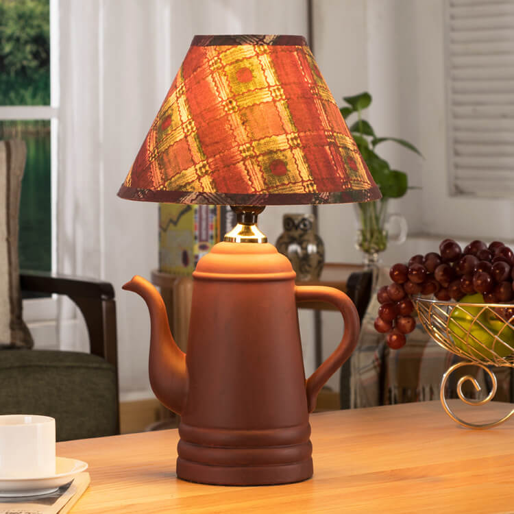 Nordic Retro Teapot Decorative Ceramic 1-Light Table Lamp