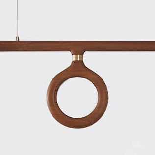 Modern Solid Wood Japanese Style Strip LED Chandelier