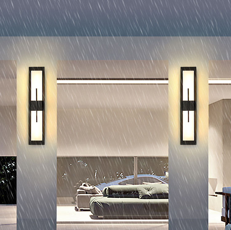 Outdoor Minimalist Rectangular Stainless Steel Acrylic LED Waterproof Wall Sconce Lamp