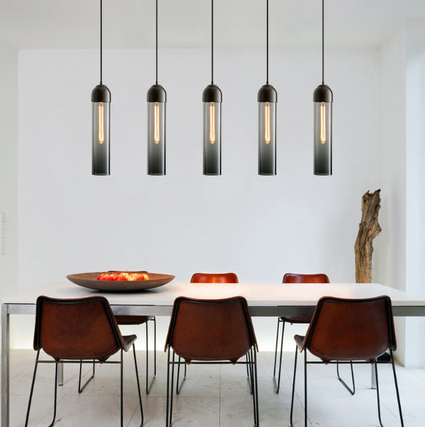 Modern Simplicity Glass Cylinder Shade 1-Light Pendant Light For Dining Room