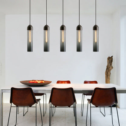Modern Simplicity Glass Cylinder Shade 1-Light Pendant Light For Dining Room