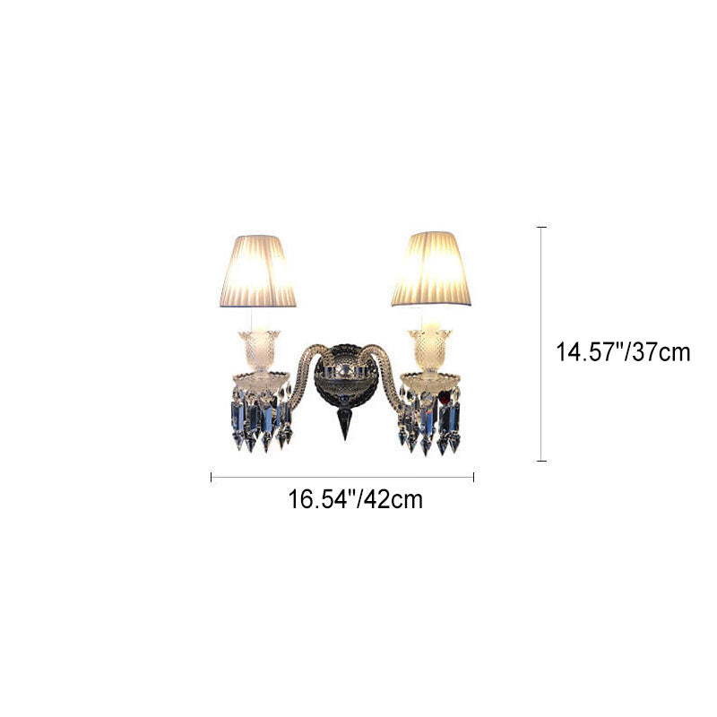 European Vintage Luxury Crystal Candelabra 2-Light Wall Sconce Lamp