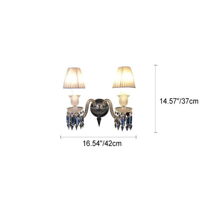 European Vintage Luxury Crystal Candelabra 2-Light Wall Sconce Lamp
