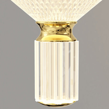 Modern Luxury Iron Aluminum Acrylic Rhombic Column LED Pendant Light For Bedside