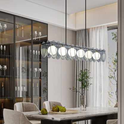 Contemporary Luxury Full Copper Glass Ball 6-Light Island Light Chandelier For Living Room