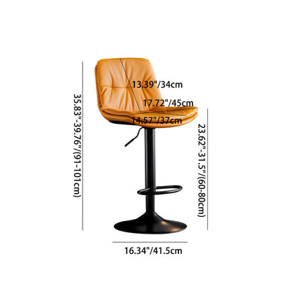 Contemporary Nordic Round Base Rectangle Cushion Nappa Leather Foam Metal Frame Bar Stool Backrest For Dining Room