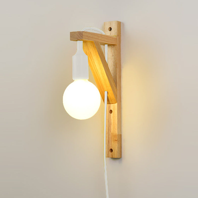Modern Creative Wood 1-Light Wall Sconce Lamp