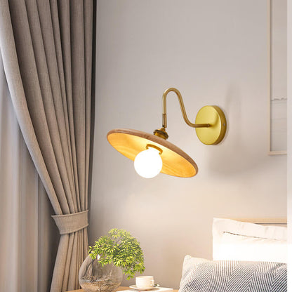 Modern Wooden Japanese Tray Shaped 1-Light Wall Sconce Lamp