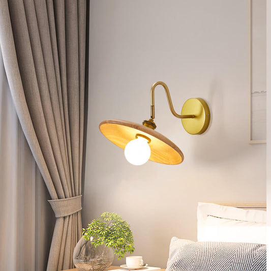 Modern Wooden Japanese Tray Shaped 1-Light Wall Sconce Lamp