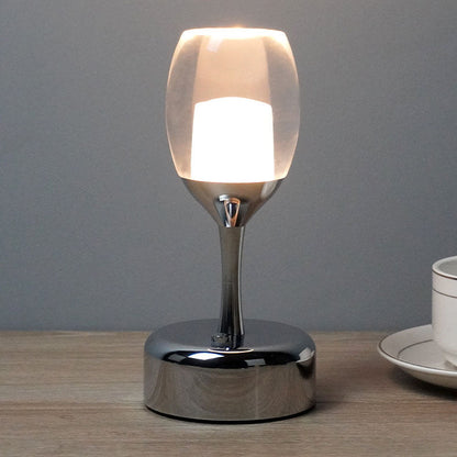 Vintage Wine Glass Chrome USB LED Night Light Table Lamp