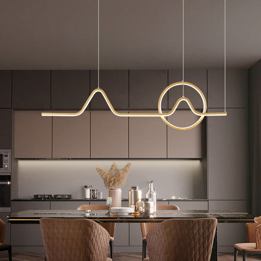 Modern Minimalist Aluminum Circle Geometric Line Combination LED Island Light Pendant Light For Living Room