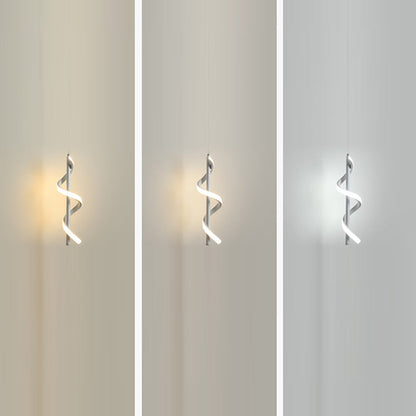 Modern Minimalist Aluminum Spiral Strip Silicone LED Pendant Light For Living Room
