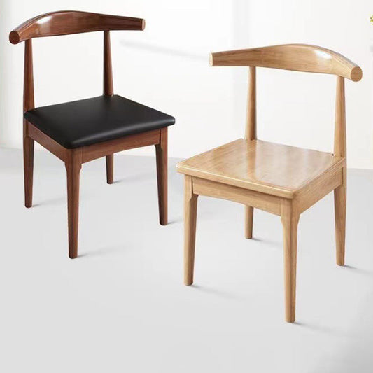 Traditional Vintage Cow Corner Square Upholstered PU Leather Wood Dining Chair Backrest For Dining Room