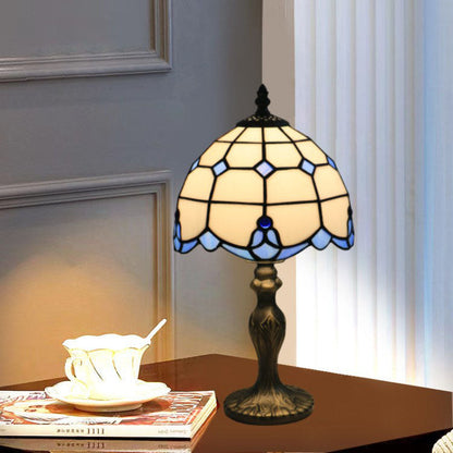 Traditional Tiffany Resin Glass Umbrella Shape 1-Light Table Lamp For Bedroom