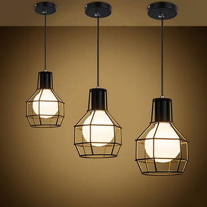 Industrial Creative Iron Round Cage 1-Light Pendant Light