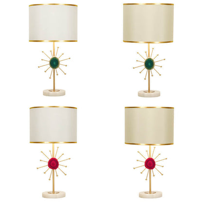 European Light Luxury Fabric Agate Base 1-Light Table Lamp