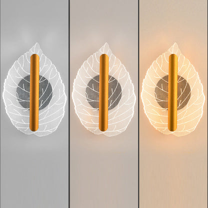 Modern Art Deco Iron Acrylic Leave Teardrop Shape LED Wall Sconce Lamp For Living Room