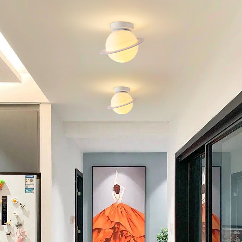 Nordic Creative Moon Planet Iron Art 1-Light Semi-Flush Mount Light