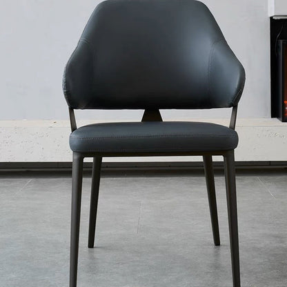 Contemporary Scandinavian PU Leather Carbon Steel Sponge Square Lozenge Dining Chair Backrest Armrest For Dining Room