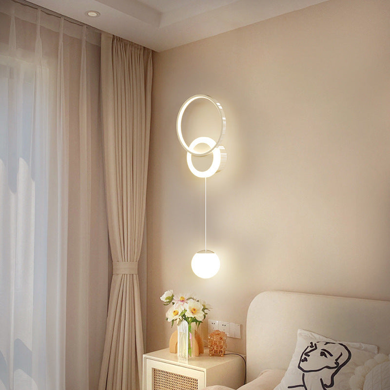 Modern Simplicity Iron Acrylic Round Ball LED Wall Sconce Lamp For Bedside