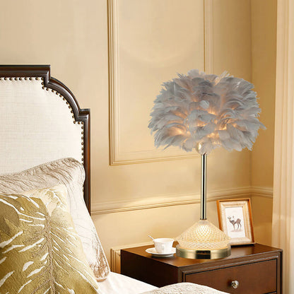 Modern Simple Feather Shade Diamond Acrylic Decorative 1-Light Table Lamp
