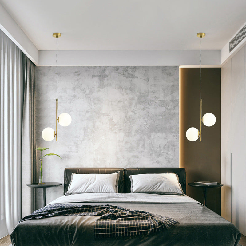 Modern Minimalist Iron Glass 2-Light Chandelier