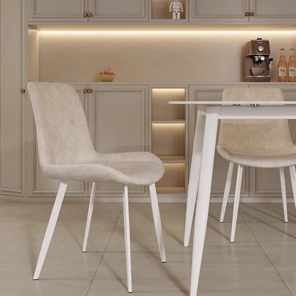 Contemporary Scandinavian PU Leather Carbon Steel Sponge Square Curved Dinining Chair Backrest For Dining Room