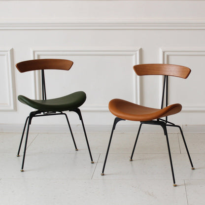 Contemporary Industrial Ant Arch Wood Rebar PU Leather Fabric Sponge Dining Chair Backrest For Dining Room