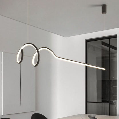 ثريا إضاءة LED طويلة لولبية من الألومنيوم بتصميم عصري بسيط لغرفة الطعام