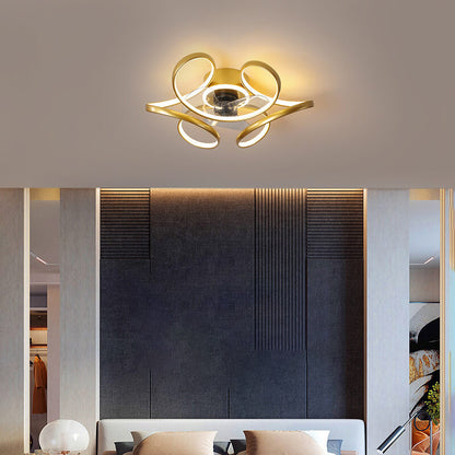 Simple Creative Line LED Flush Mount Fan Light