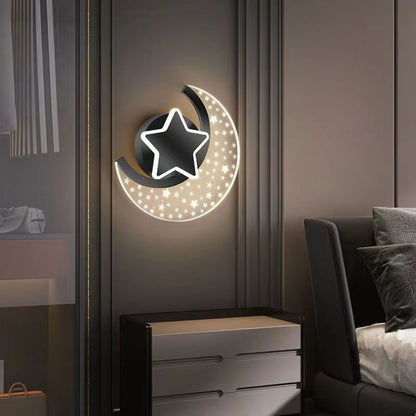 مصباح حائط LED بتصميم نجمة القمر مصنوع من الحديد والألومنيوم والأكريليك بتصميم بسيط وعصري لوضعه بجانب السرير 