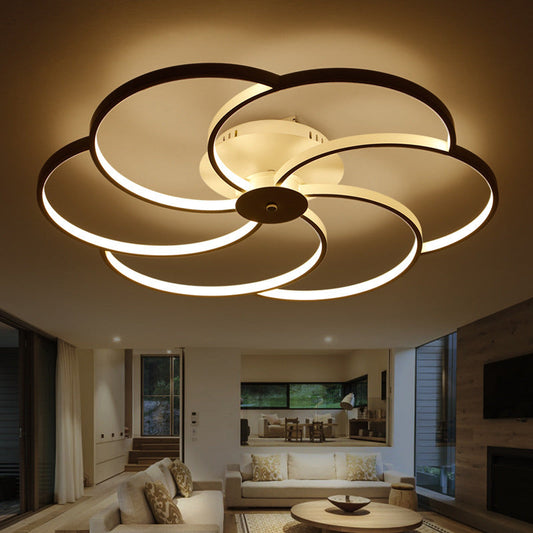 Contemporary Simplicity Aluminum Petal Silicone Strip Shade LED Flush Mount Ceiling Light For Living Room