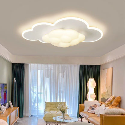 Modern Art Deco Cream Clouds Plastic Iron LED Flush Mount Ceiling Light For Living Room