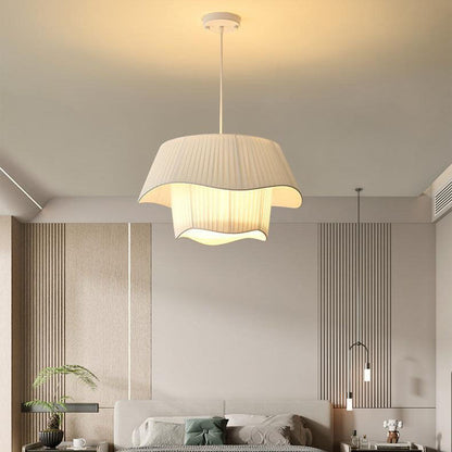 Contemporary Scandinavian Round Iron Acrylic Fabric 4/5 Light Pendant Light For Living Room