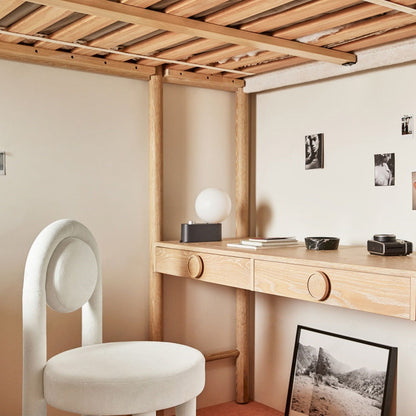 Contemporary Scandinavian Round Fabric Carbon Steel Frame Vanity Stool Backrest For Bedroom