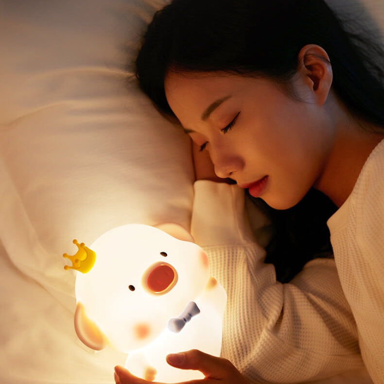 Cute Piggy Silicone LED Night Light Bedside Table Lamp