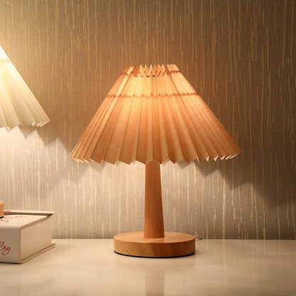 Vintage Pleated Umbrella-shaped LED Table Lamp