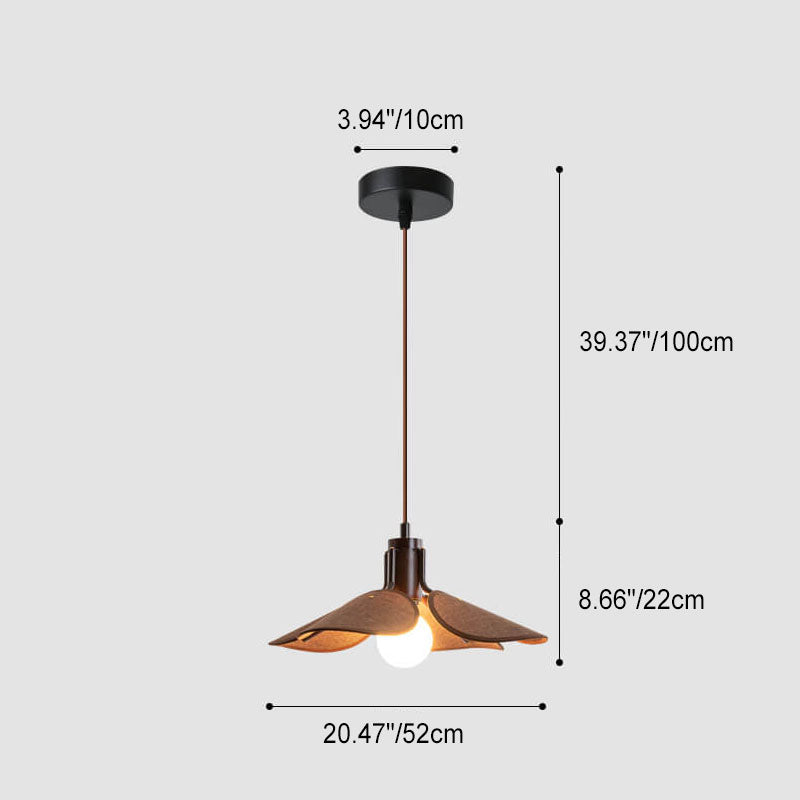 Traditional Japanese Vintage Iron Log Flower Shape 1-Light Pendant Light For Dining Room