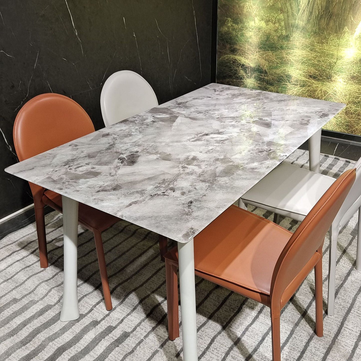 Modern Minimalist Saddle Saddle Leather Carbon Steel Sponge Square Elliptical Dining Chair Backrest For Dining Room