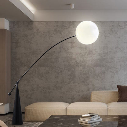 Contemporary Creative Tapered Base Fishing Rod Orb Iron Glass 1-Light Standing Floor Lamp For Living Room