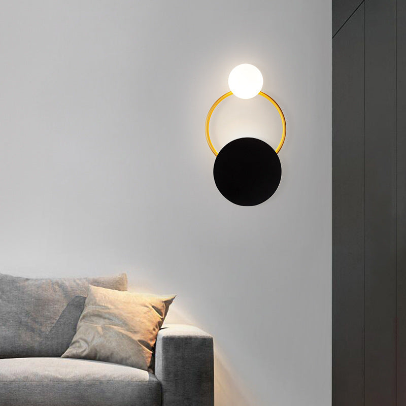 Nordic Light Luxury Round Iron Glass LED Wall Sconce Lamp