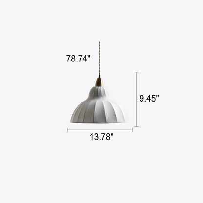 Japanese Minimalist Silk Dome 1-Light Pendant Light