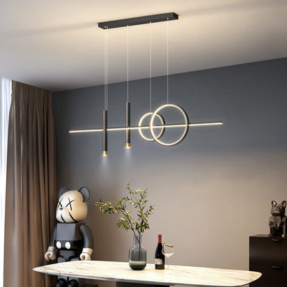 ثريا جزيرة LED مصنوعة من شريط سيليكون حديدي بتصميم عصري بسيط لغرفة الطعام 