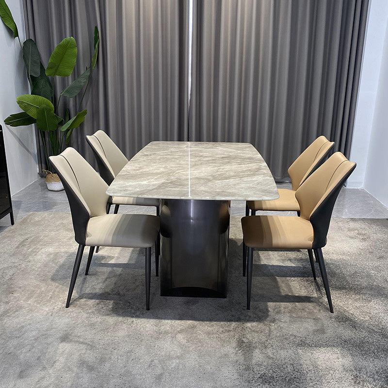 Contemporary Luxury Square Microfiber PU Leather Carbon Steel Dining Chair Backrest For Dining Room