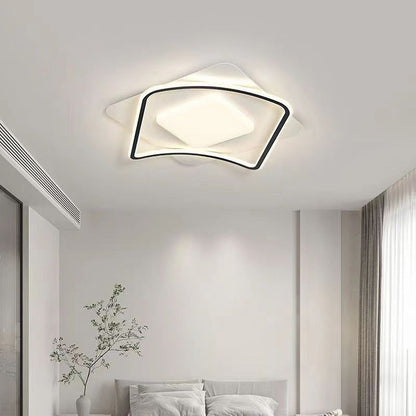Modern Minimalist Wave Round Square Hardware Acrylic LED Flush Mount Ceiling Light For Bedroom