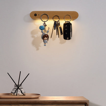 Modern Minimalist Wood Strip Magnetic LED USB Human Sensor Night Light Wall Sconce Lamp For Bedroom