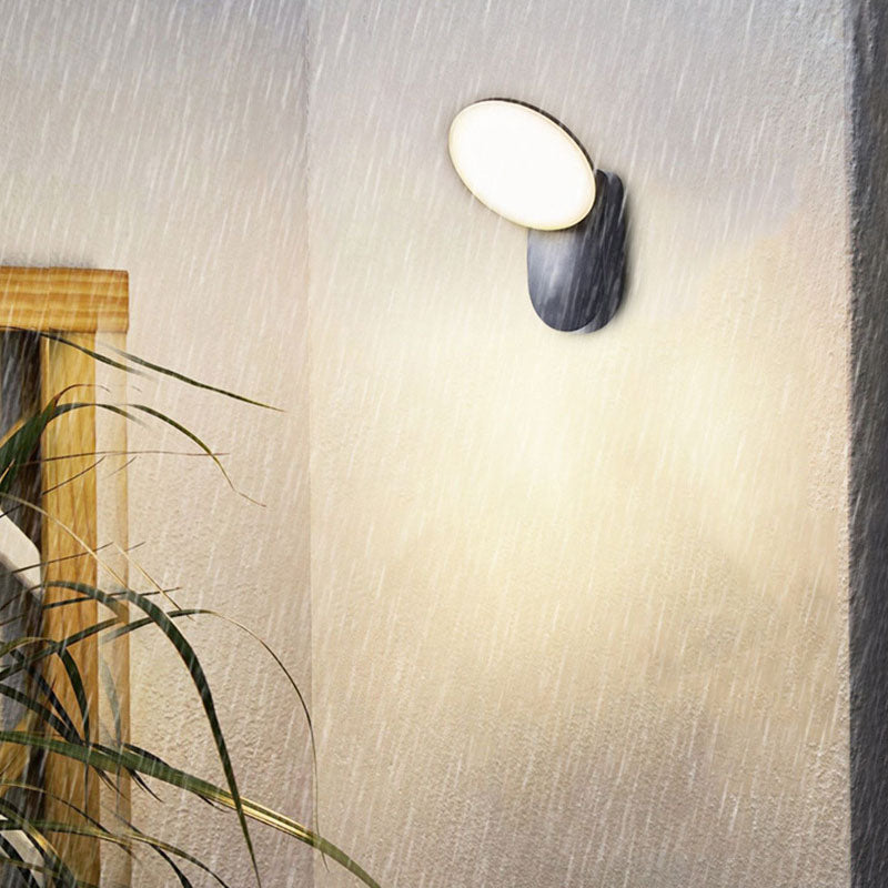 Contemporary Industrial Waterproof Aluminum PC Round Shade LED Wall Sconce Lamp For Garden